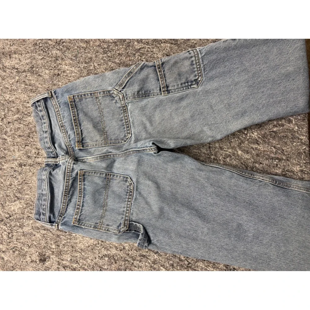 Old Navy Baggy Carpenter Jeans Light Wash Denim Utility Pants Boys Size 12 27x26